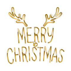 Wall Mural - merry christmas lettering on white background