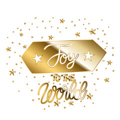 Wall Mural - joy to the world in gold lettering on square with points