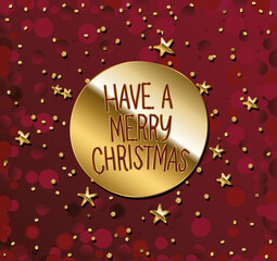 Wall Mural - have a merry christmas in gold lettering on a circle and red background