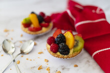 Closeup Shot Of Delicious Desserts With Fresh Fruits