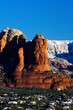 Coffee Pot Rock on Crystal Clear 17 Degree Winter Morning in Sedona, Arizona, USA.  Red Rock Secret Mountain Wilderness Area in background.