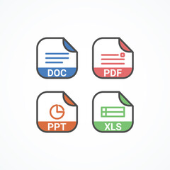 Leinwandbilder - set of documents with symbol rounded square icon. format extension icon vector illustration.