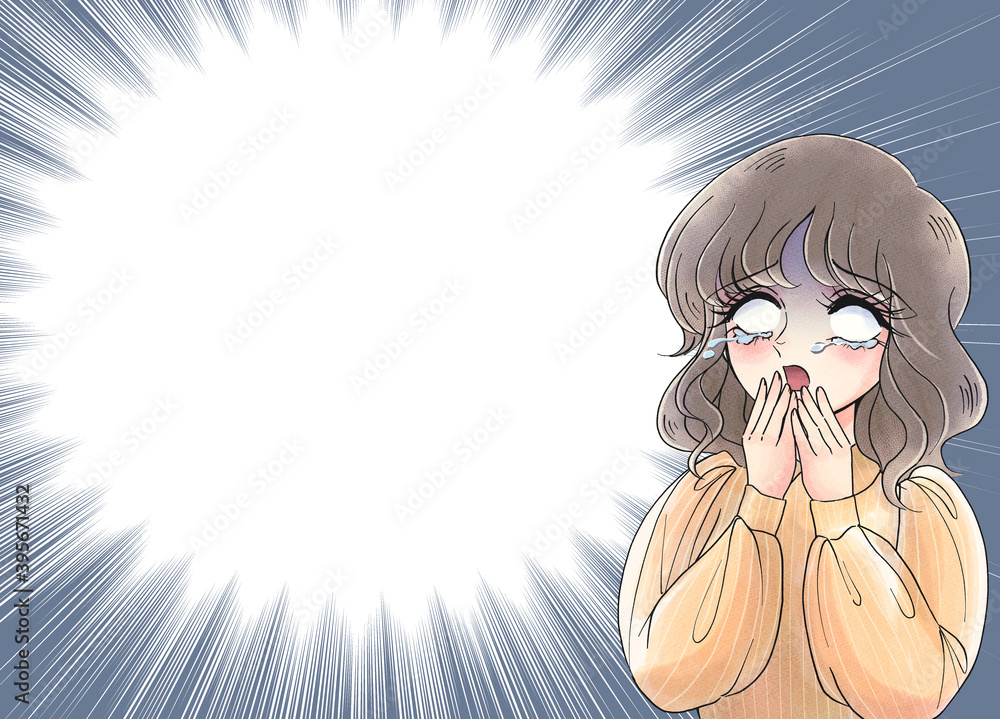 少女漫画風 白目をむいてショックを受ける美女 昭和風 70年代風 集中線背景 Wall Mural 水乃みのる 少女漫画風 白目をむいてショックを受ける美女 昭和風 70年代風 集中線背景 Wall Mural 水乃みのる