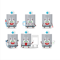 Poster - Doctor profession emoticon with refrigerator cartoon character