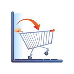 Poster - online shopping, laptop cart purchase technology icon isolated design