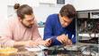 © JackF - Men can not find the cause of a computer crash. High quality photo