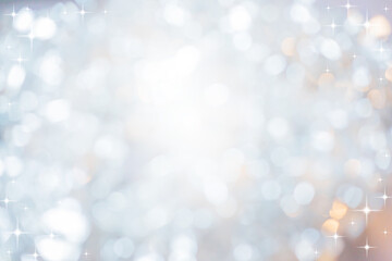 Wall Mural - abstract blur white and silver color background with star glittering light for show,promote and adve