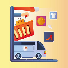 Poster - online shopping, delivery market money service app