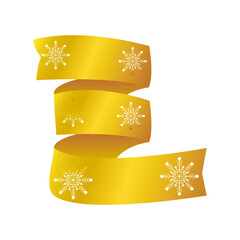 Poster - happy new year 2021 golden curled ribbon with snowflakes on white background