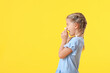 © Pixel-Shot - Little allergic girl on color background