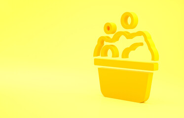 Sticker - Yellow Pets bath icon isolated on yellow background. Minimalism concept. 3d illustration 3D render.