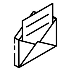 Poster - 
Correspondence letter, glyph isometric icon of email 
