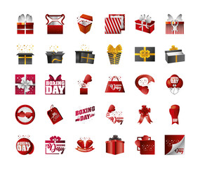 Poster - boxing day, christmas seasonal offer icons set template