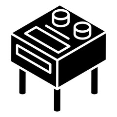 Poster - 
Polyester capacitor icon of glyph isometric style, battery component  
