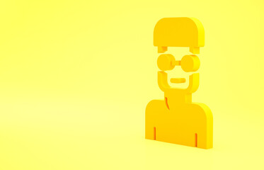 Poster - Yellow Nerd geek icon isolated on yellow background. Minimalism concept. 3d illustration 3D render.
