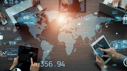 Poster - Global communication network concept. Worldwide business. Human resources.