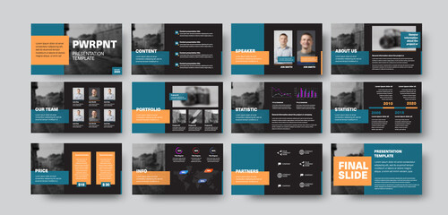 Poster - Presentation of a slide with a corporate identity design, for statistics, information, data analytics.