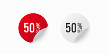 50 Percent Discount Off Sticker. Circle Label