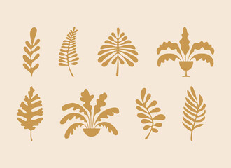 Wall Mural - Vector logo design template in simple minimal style with hand-drawn leaves