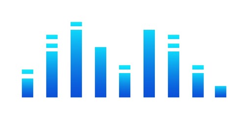 Wall Mural - graphic of amplitude or audio range effect. chart of sound wave isolated on white background. colorf