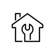 © teracreonte - Logotipo con herramienta llave en contorno de casa con lineas en color negro
