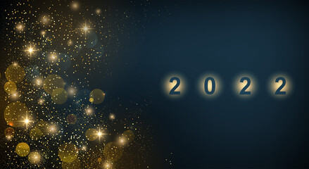 Poster - 2022 New Year Abstract shiny color gold design element
