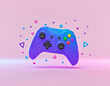 gamepad with colorful decorations. trendy design background. 3d rendering