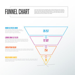 Poster - vector thin line infographic funnel level layers template