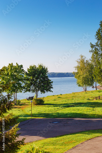 Cuadros en Lienzo view from the window to the Volga River on a summer morning