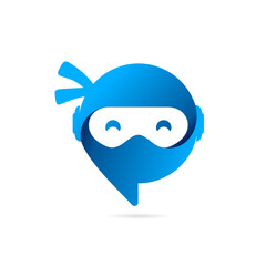 bubble chat logo with ninja concept