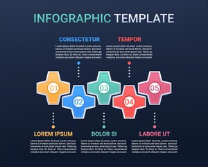 infographic design template with numbers five options, steps or processes. Illustration vector  