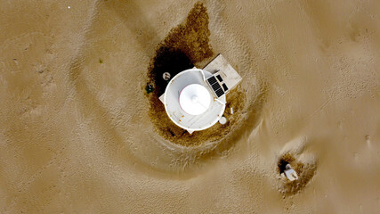 Poster - Top view of Faro del Fangar lighthouse in Delta del Ebro - Spain