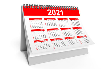 Poster - 2021 Year Desktop Calendar. 3d Rendering
