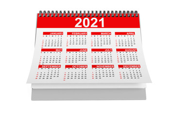 Aufkleber - 2021 Year Desktop Calendar. 3d Rendering
