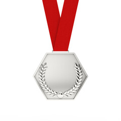 Aufkleber - Silver Medal with Laurel Wreath. 3d Rendering