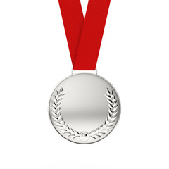 Aufkleber - Silver Medal with Laurel Wreath. 3d Rendering