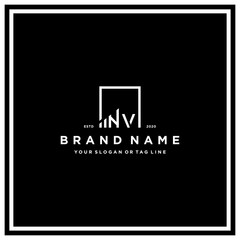 letter NV square logo finance design vector