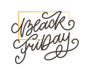 Sticker - Black Friday Calligraphic Designs Retro Style Elements Vintage Ornaments Sale, Clearance Vector lettering