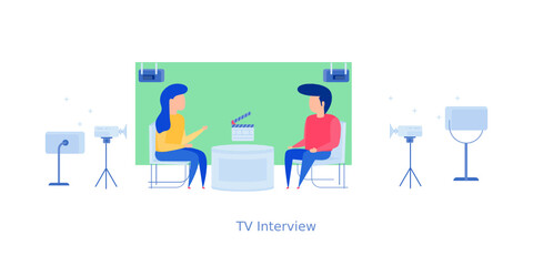 Canvas Print - Tv Interview Illustration 