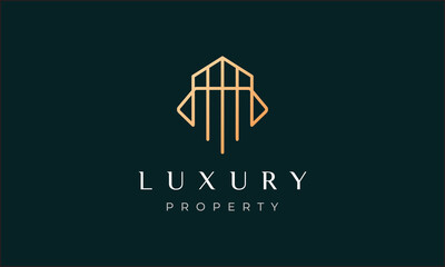 simple property line logo with modern and luxury style for real estate broker