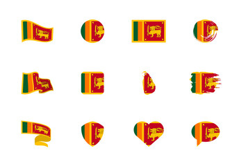 Wall Mural - Sri Lanka flag - flat collection. Flags of different shaped twelve flat icons.