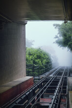 Photo  Of The Funiculaire To The Victoria Peak In A Cloudy Day