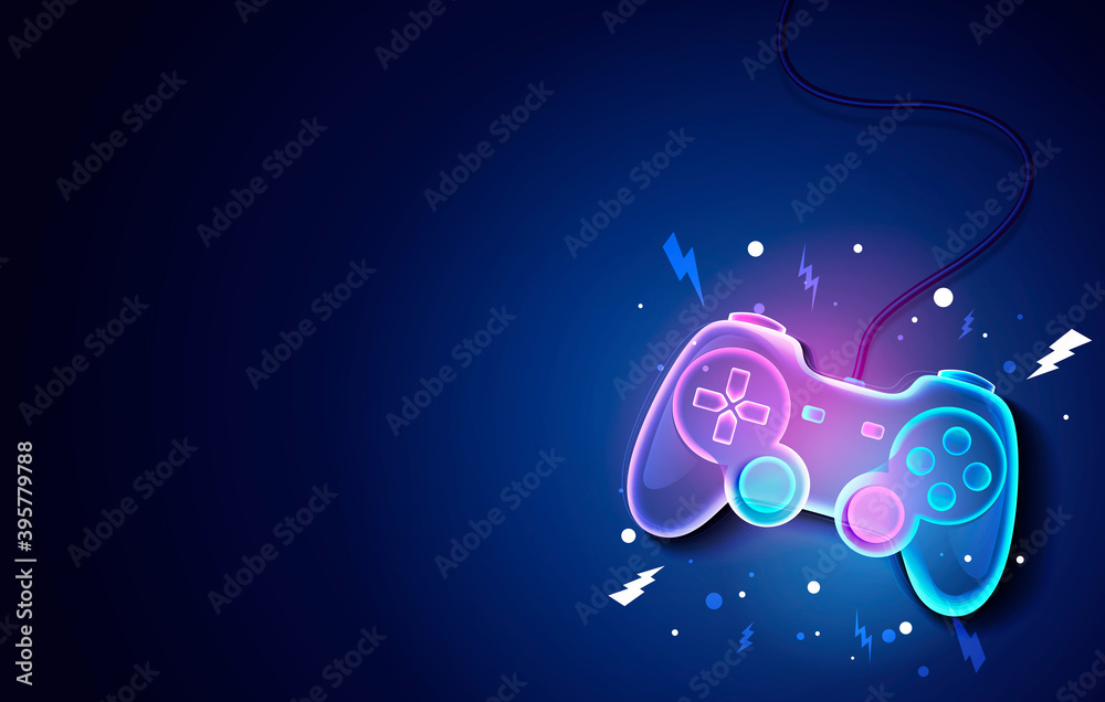 Vector Illustration Neon Future Game Pad Background. Stock Vector ...