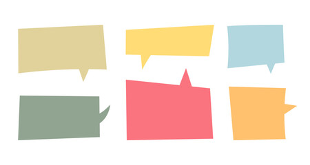 Poster - Set of dialog boxes different variants drawn by hand. Vector flat illustrations. Collection pastel colors doodle for talk, dialogue, decoration on white background