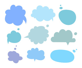 Poster - Set of dialog boxes different variants drawn by hand. Vector flat illustrations. Collection pastel colors doodle for talk, dialogue, decoration on white background