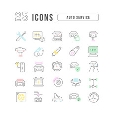 Poster - Set of linear icons of Auto Service