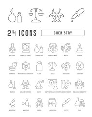 Wall Mural - set of linear icons of chemistry