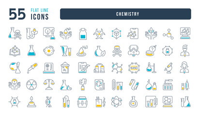 Wall Mural - set of linear icons of chemistry