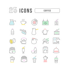 Poster - Set of linear icons of Coffee