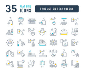 Poster - Set of linear icons of Production Technology